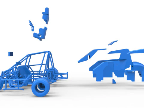 600 Mobil sprint mikro sambil memutar Skala 1 hingga 25 Model Cetak 3D