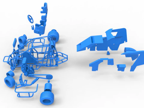 600 Mobil sprint mikro sambil memutar Skala 1 hingga 25 Model Cetak 3D