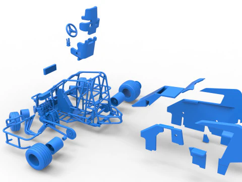 600 Mobil sprint mikro sambil memutar Skala 1 hingga 25 Model Cetak 3D