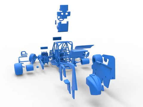 600 Mobil sprint mikro sambil memutar Skala 1 hingga 25 Model Cetak 3D