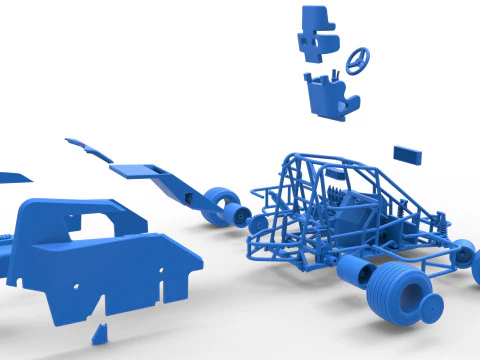 600 Mobil sprint mikro sambil memutar Skala 1 hingga 25 Model Cetak 3D