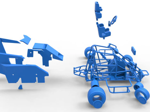 600 Mobil sprint mikro sambil memutar Skala 1 hingga 25 Model Cetak 3D