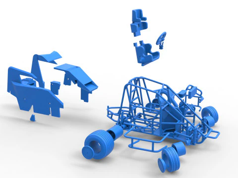 600 Mobil sprint mikro sambil memutar Skala 1 hingga 25 Model Cetak 3D