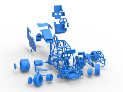 600 Micro sprint car while turning Scale 1 to 25 Modelo de Impressão 3D