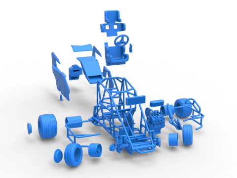 600 Mobil sprint mikro sambil memutar Skala 1 hingga 25 Model Cetak 3D