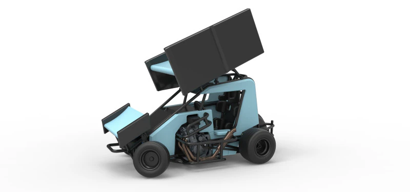 Winged 600 Micro sprint car while turning Scale 1 to 25 3D Print Model .c4d .max .obj .3ds .fbx .stl .blend 