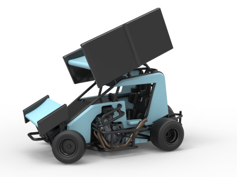 Winged 600 Micro sprint car while turning Scale 1 to 25 3Dプリントモデル
