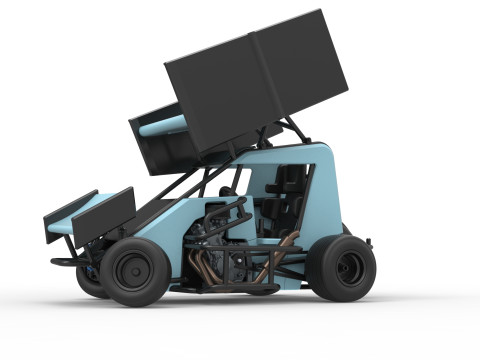 Winged 600 Micro sprint car while turning Scale 1 to 25 3D Print Model