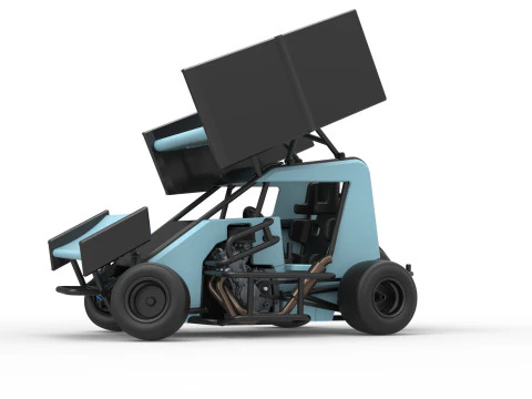 Winged 600 Micro sprint car while turning Scale 1 to 25 3D Print Model