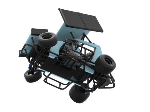 Winged 600 Micro sprint car while turning Scale 1 to 25 3D Print Model