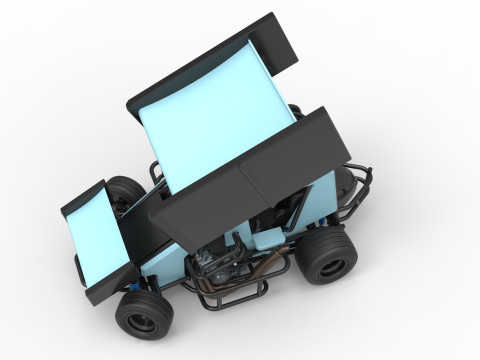 Winged 600 Micro sprint car while turning Scale 1 to 25 3D Print Model
