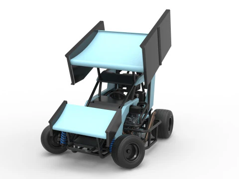 Winged 600 Micro sprint car while turning Scale 1 to 25 3D Print Model