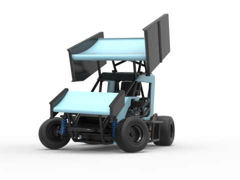 Winged 600 Micro sprint car while turning Scale 1 to 25 3D Print Model