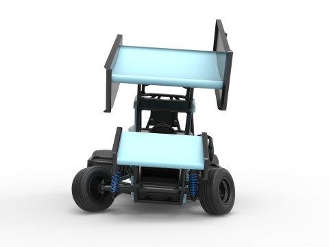 Winged 600 Micro sprint car while turning Scale 1 to 25 3D Print Model