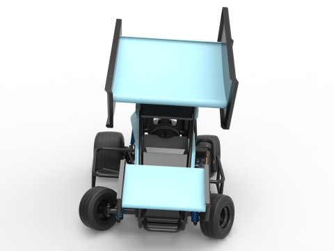 Winged 600 Micro sprint car while turning Scale 1 to 25 3D Print Model