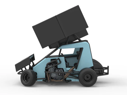 Winged 600 Micro sprint car while turning Scale 1 to 25 3D Print Model