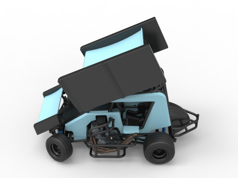 Winged 600 Micro sprint car while turning Scale 1 to 25 3D Print Model