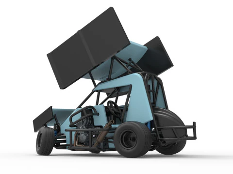Winged 600 Micro sprint car while turning Scale 1 to 25 3D Print Model