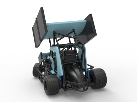 Winged 600 Micro sprint car while turning Scale 1 to 25 3D Print Model