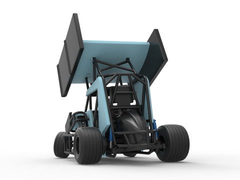 Winged 600 Micro sprint car while turning Scale 1 to 25 3D Print Model