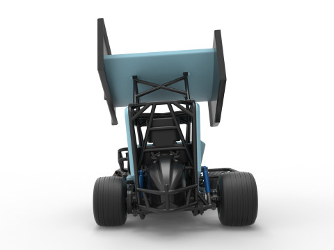 Winged 600 Micro sprint car while turning Scale 1 to 25 3D Print Model