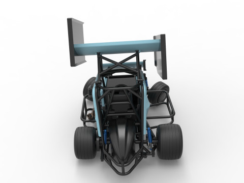 Winged 600 Micro sprint car while turning Scale 1 to 25 3D Print Model