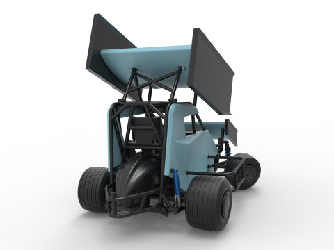 Winged 600 Micro sprint car while turning Scale 1 to 25 3D Print Model