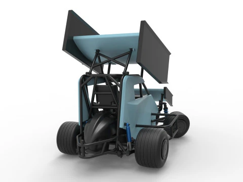 Winged 600 Micro sprint car while turning Scale 1 to 25 3D Print Model