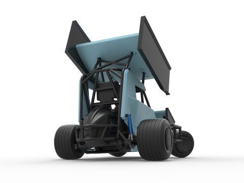 Winged 600 Micro sprint car while turning Scale 1 to 25 3D Print Model