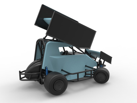 Winged 600 Micro sprint car while turning Scale 1 to 25 3D Print Model