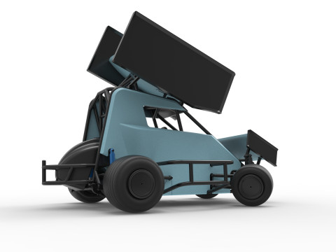 Winged 600 Micro sprint car while turning Scale 1 to 25 3D Print Model