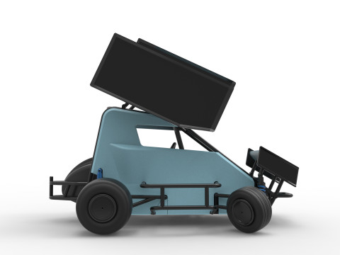 Winged 600 Micro sprint car while turning Scale 1 to 25 3D Print Model