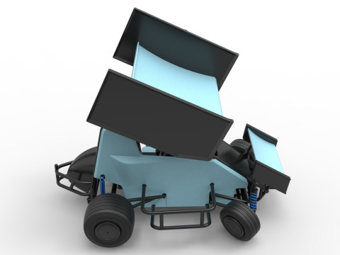 Winged 600 Micro sprint car while turning Scale 1 to 25 3D Print Model