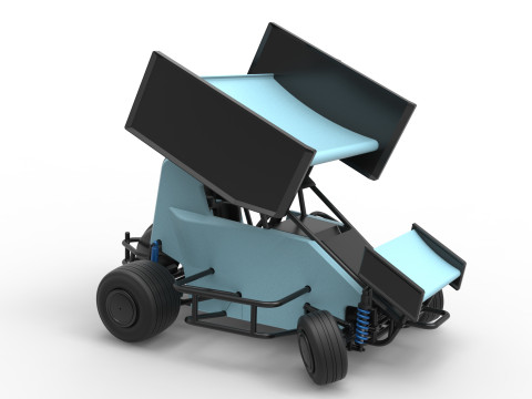 Winged 600 Micro sprint car while turning Scale 1 to 25 3D Print Model