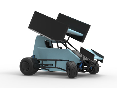 Winged 600 Micro sprint car while turning Scale 1 to 25 3D Print Model