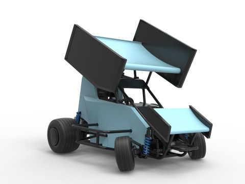 Winged 600 Micro sprint car while turning Scale 1 to 25 3D Print Model