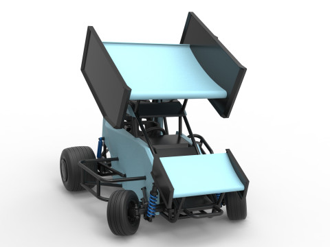 Winged 600 Micro sprint car while turning Scale 1 to 25 3D Print Model