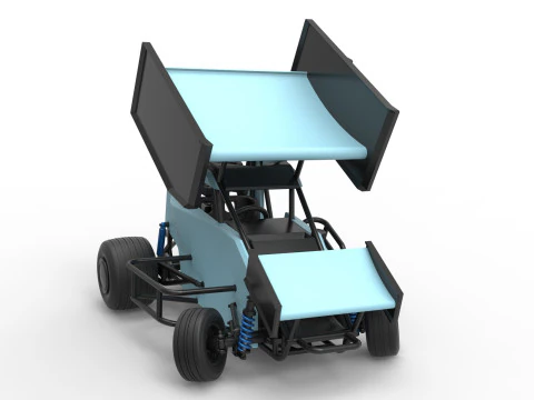 Winged 600 Micro sprint car while turning Scale 1 to 25 3D Print Model