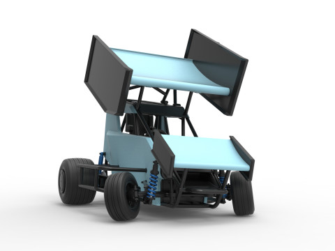 Winged 600 Micro sprint car while turning Scale 1 to 25 3D Print Model
