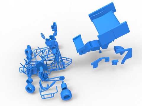 Winged 600 Micro sprint car while turning Scale 1 to 25 3D Print Model