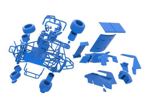 Winged 600 Micro sprint car while turning Scale 1 to 25 3D Print Model