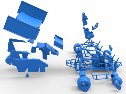 Winged 600 Micro sprint car while turning Scale 1 to 25 3D Print Model