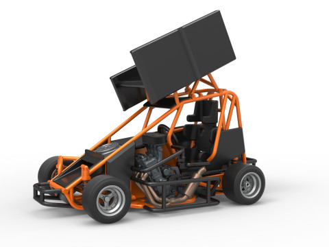Pavement Winged 600 Micro sprint car Scale 1 to 25 3D Print Model