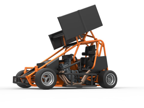 Pavement Winged 600 Micro sprint car Scale 1 to 25 3D 打印模型