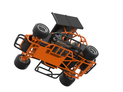 Pavement Winged 600 Micro sprint car Scale 1 to 25 3D Print Model
