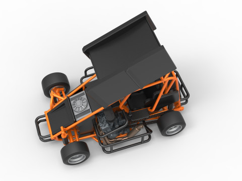 Pavement Winged 600 Micro sprint car Scale 1 to 25 3D 打印模型