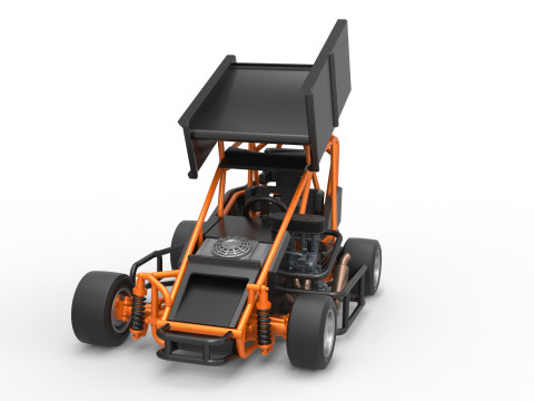 Pavement Winged 600 Micro sprint car Scale 1 to 25 3D 打印模型