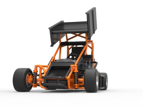 Pavement Winged 600 Micro sprint car Scale 1 to 25 3D 打印模型