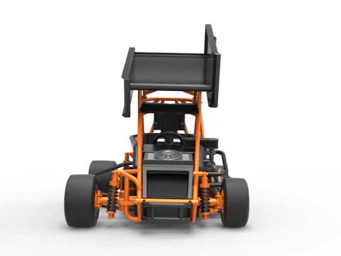 Pavement Winged 600 Micro sprint car Scale 1 to 25 3D Print Model