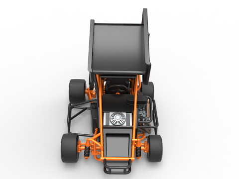 Pavement Winged 600 Micro sprint car Scale 1 to 25 3D 打印模型